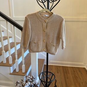 Zara Beige Knit Sweater with Gold Button